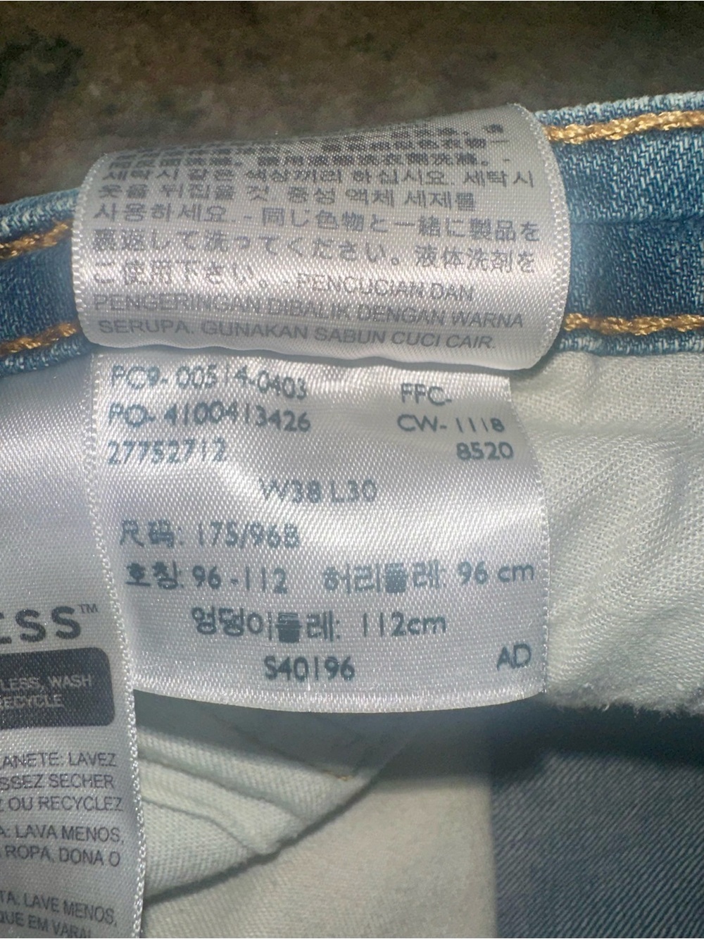 Levi's Straight Fit Light Blue Denim Jeans 38x30 - Picture 3 of 5